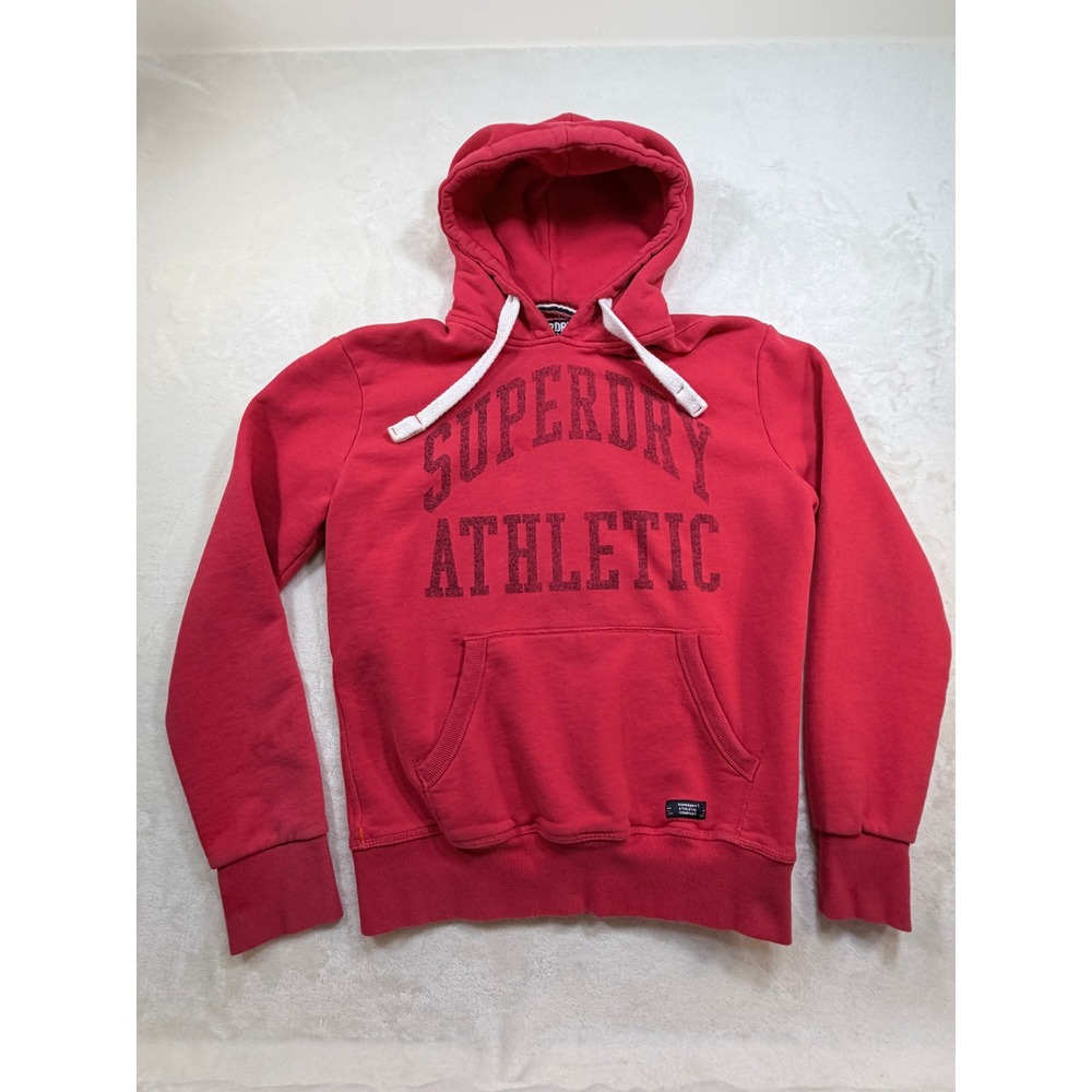 Superdry Red Athletic Graphic Pullover Hoodie Mens Large Excellent